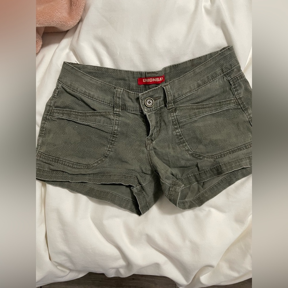 Green jean booty shorts